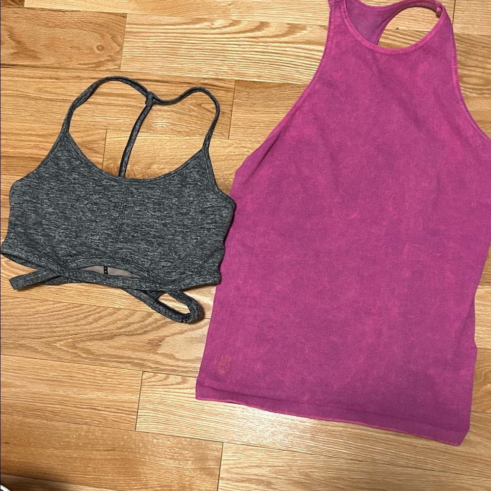 FP Movement by Free People fushia Pink racing hearts tank and Gray bra Tops